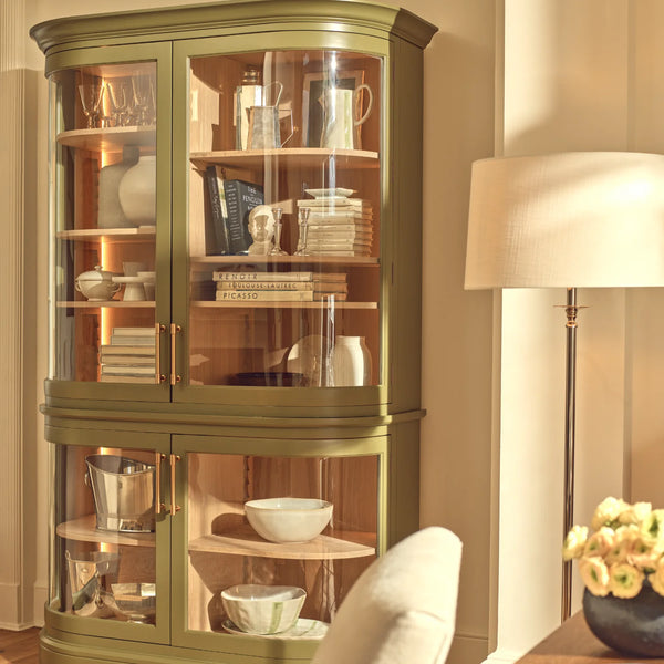 Neptune Furniture_Living & dining furniture_Living & dining storage default Henley Curved Glass Cabinet, Olive