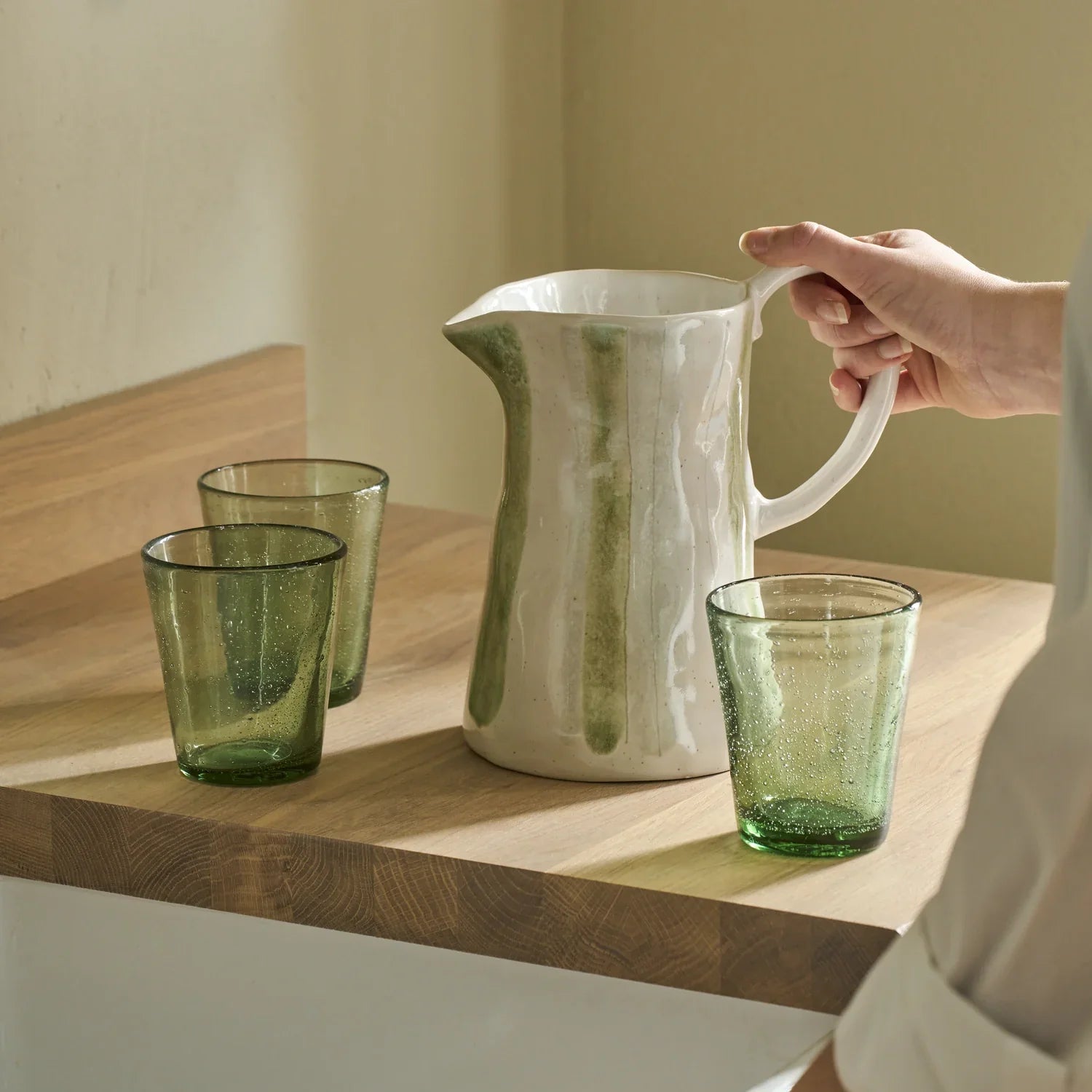Neptune Accessories_Tabletop_Serveware default Hollywell Jug, Green Stripe
