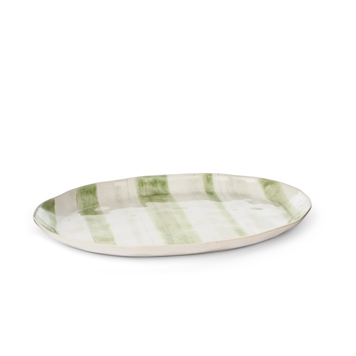 Neptune Accessories_Tabletop_Serveware default Hollywell Round Platter, Green Stripe
