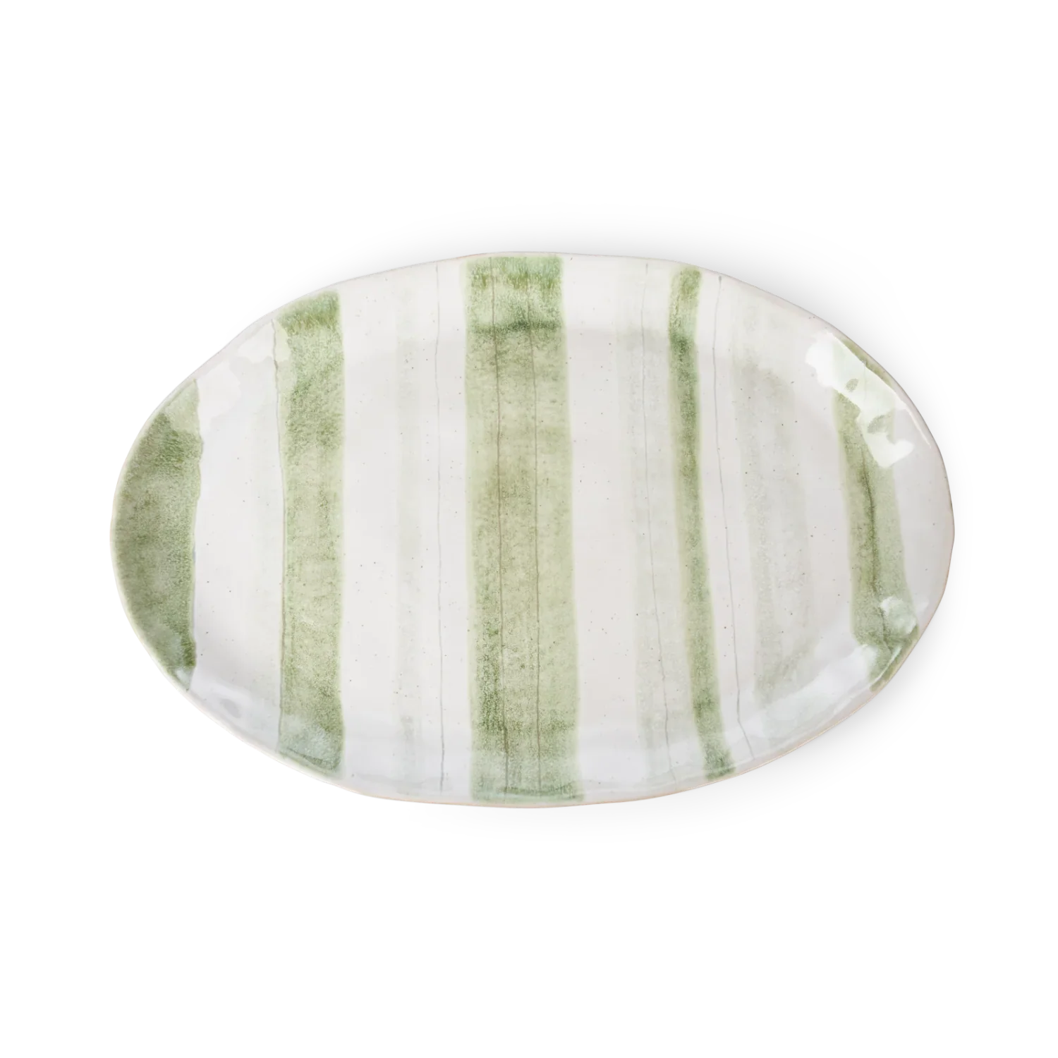 Neptune Accessories_Tabletop_Serveware default Hollywell Round Platter, Green Stripe