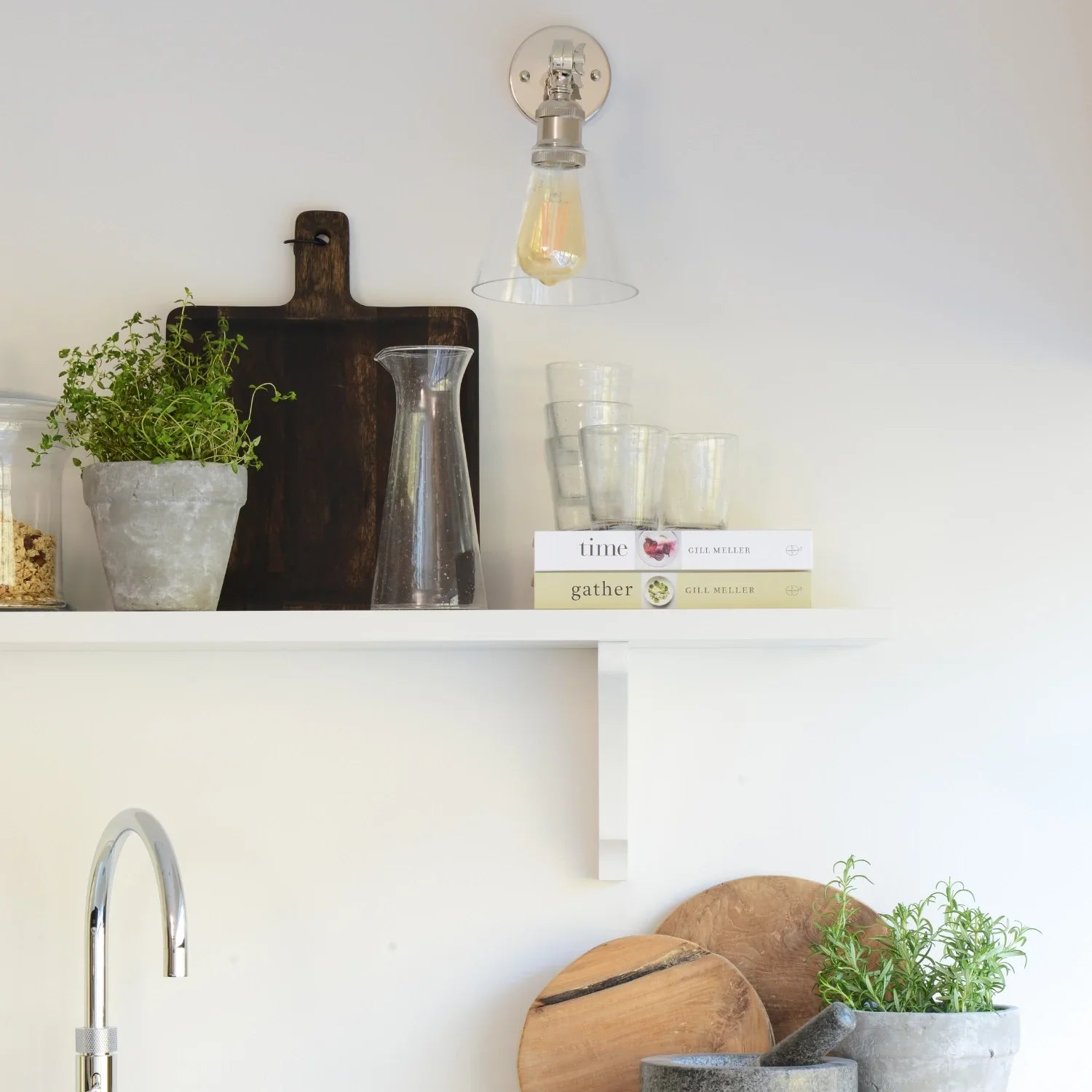 Neptune Accessories_Lighting_Wall lights default Keats Glass Shade Wall Light, Nickel