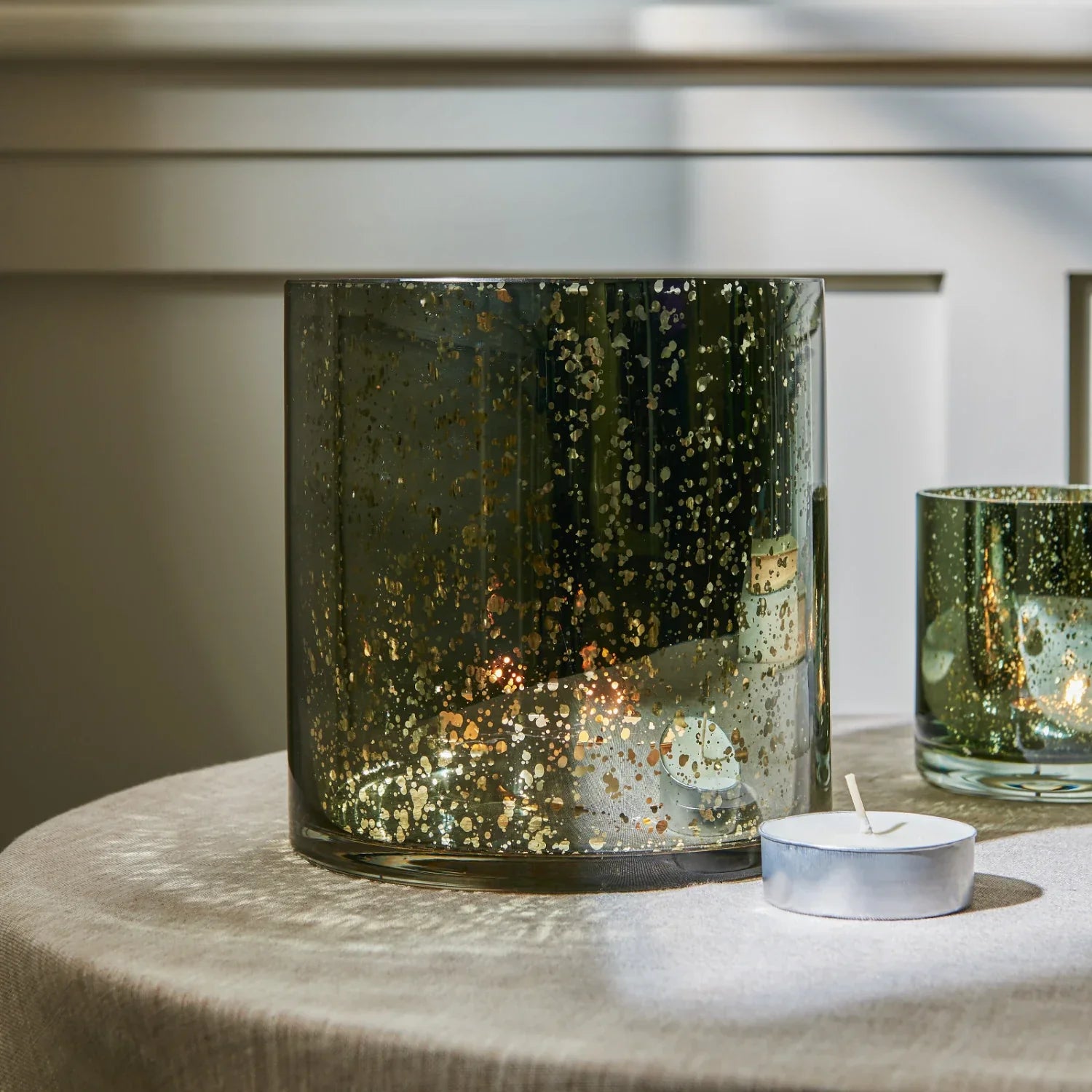 Neptune Accessories_Living accessories_Decorative accessories default Kimmeridge Glass Hurricane Candle Holder, Moss