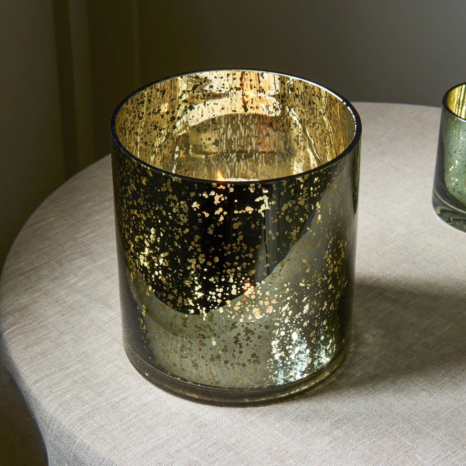 Neptune Accessories_Living accessories_Decorative accessories default Kimmeridge Glass Hurricane Candle Holder, Moss