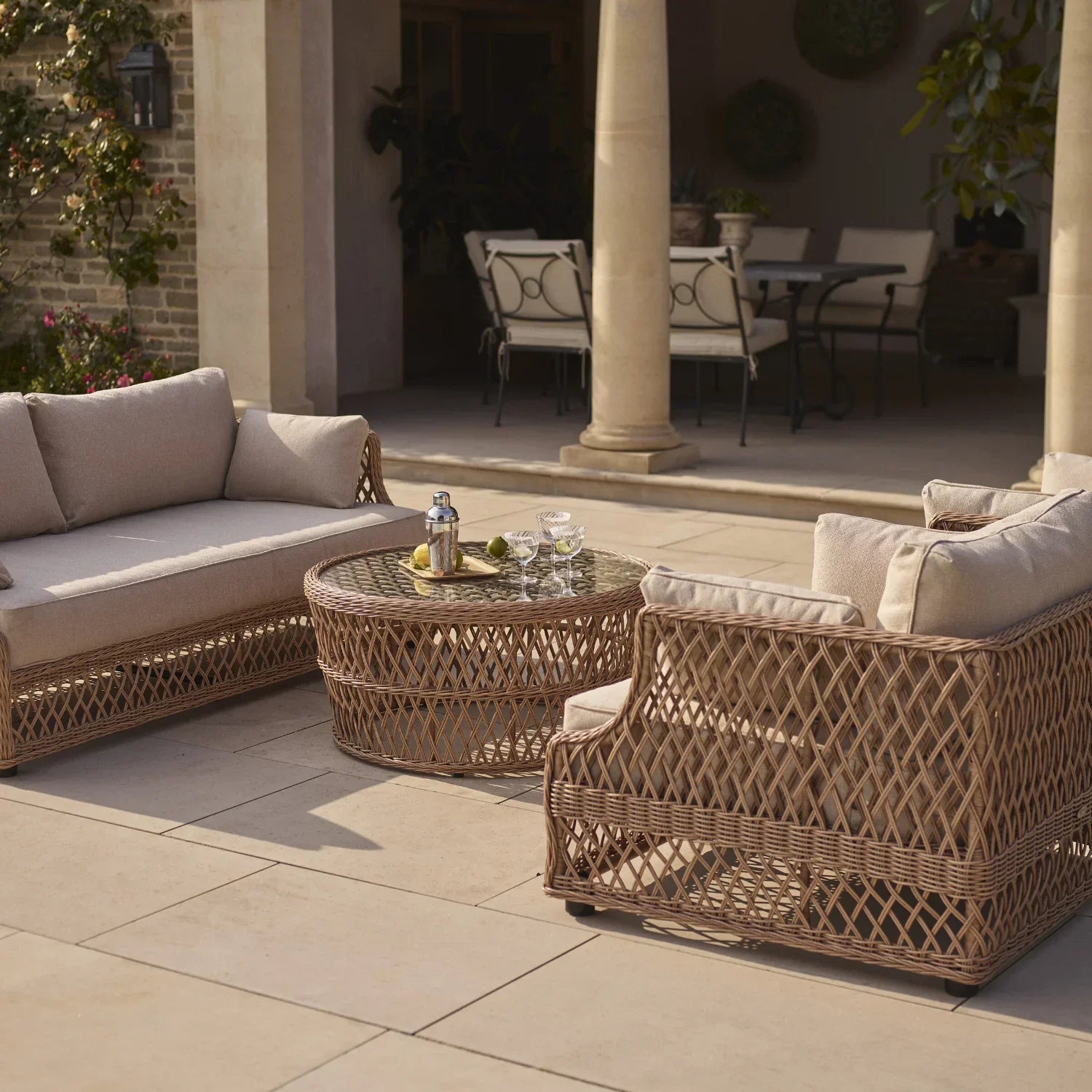 Neptune Seasonal_Garden_Outdoor coffee and side table default Longmeadow Round Wicker Garden Coffee Table