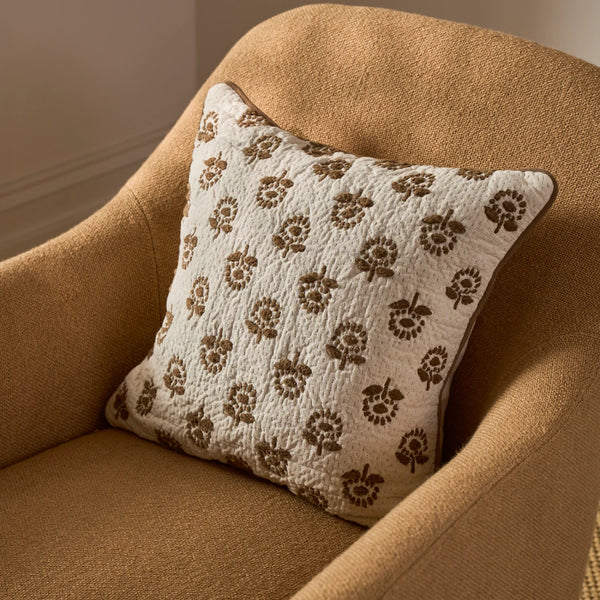 Margot Embroidered Scatter Cushion, Saddle