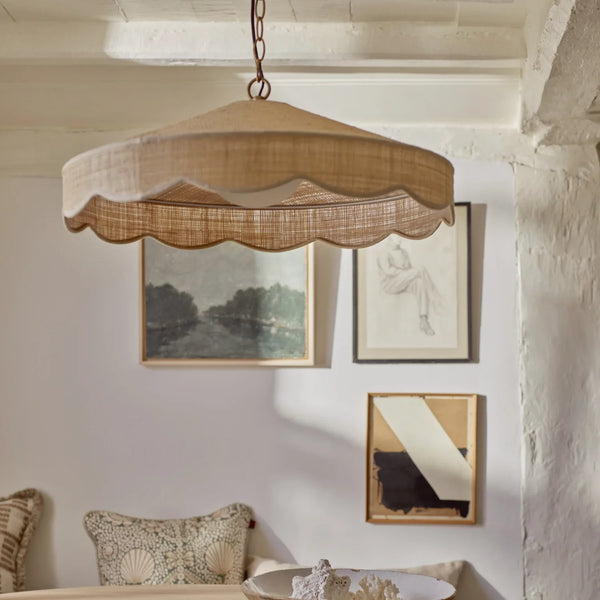 Neptune Accessories_Lighting_Pendants default Marina Large Scalloped Raffia Pendant Light