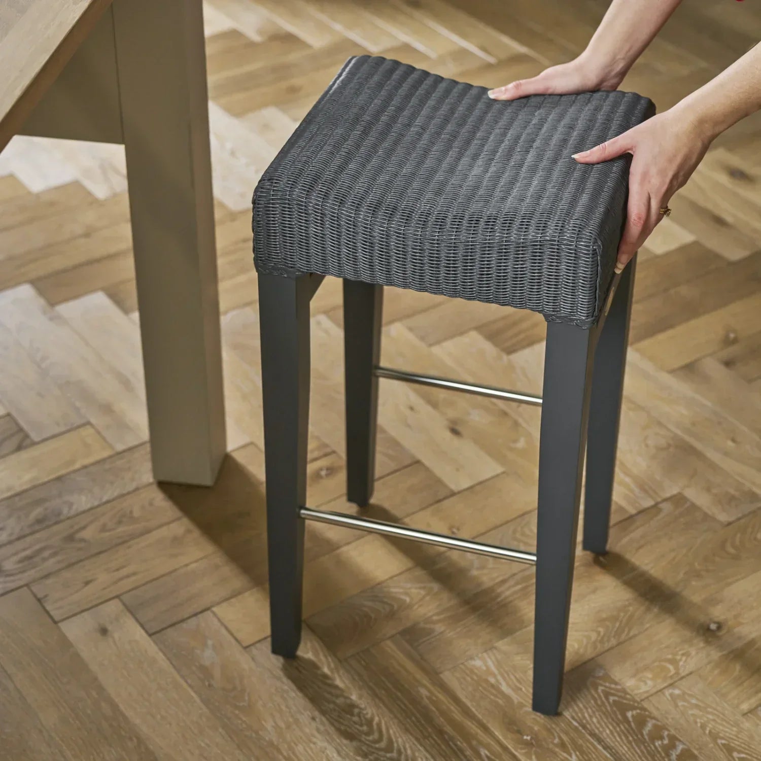 Neptune Furniture_Living & dining furniture_Dining & bar stools default Renewed Montague Lloyd Loom Bar Stool, Charcoal