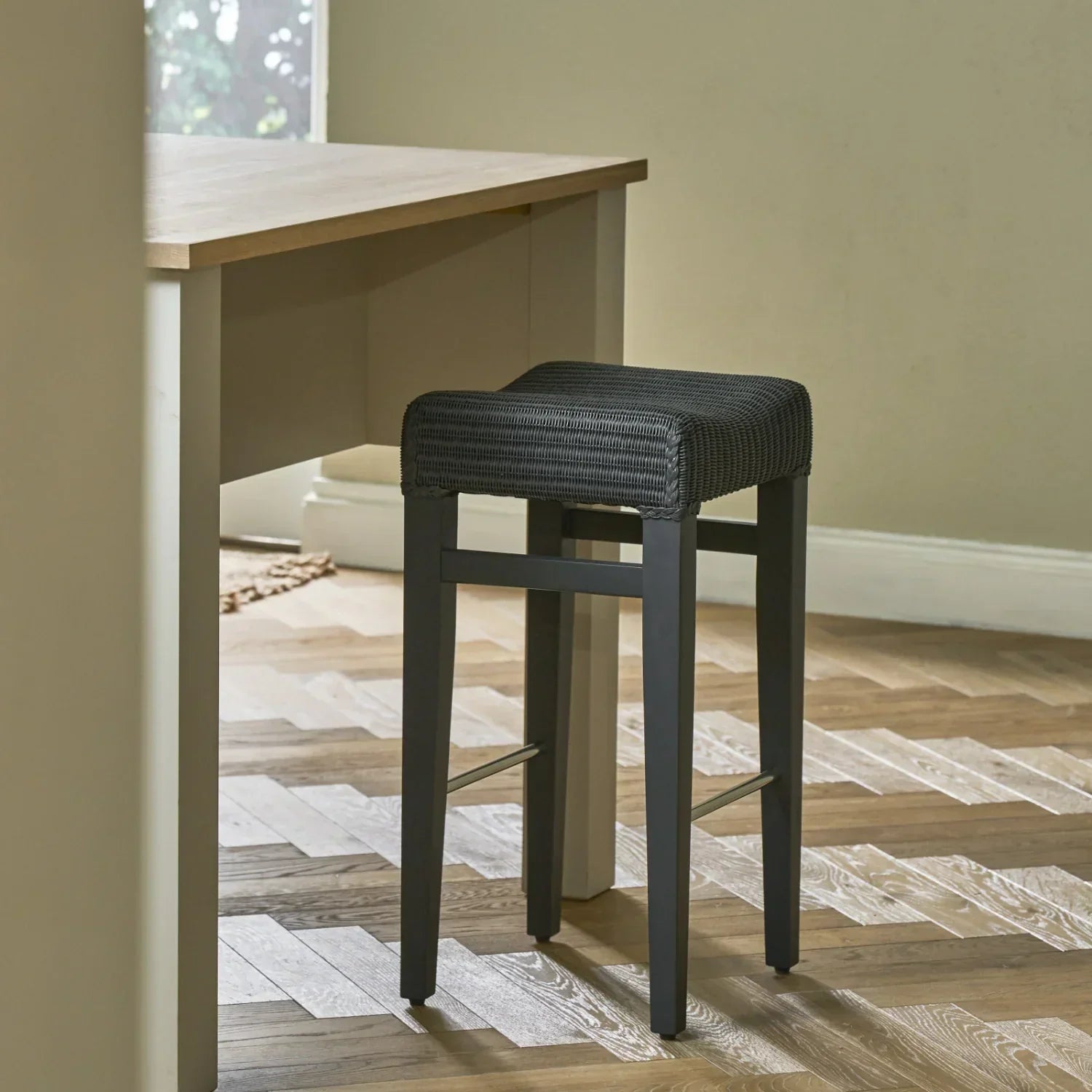 Neptune Furniture_Living & dining furniture_Dining & bar stools default Renewed Montague Lloyd Loom Bar Stool, Charcoal