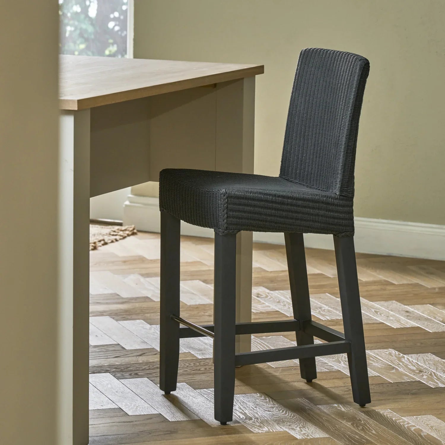 Neptune Furniture_Living & dining furniture_Dining & bar stools Charcoal Montague Lloyd Loom High Back Bar Stool