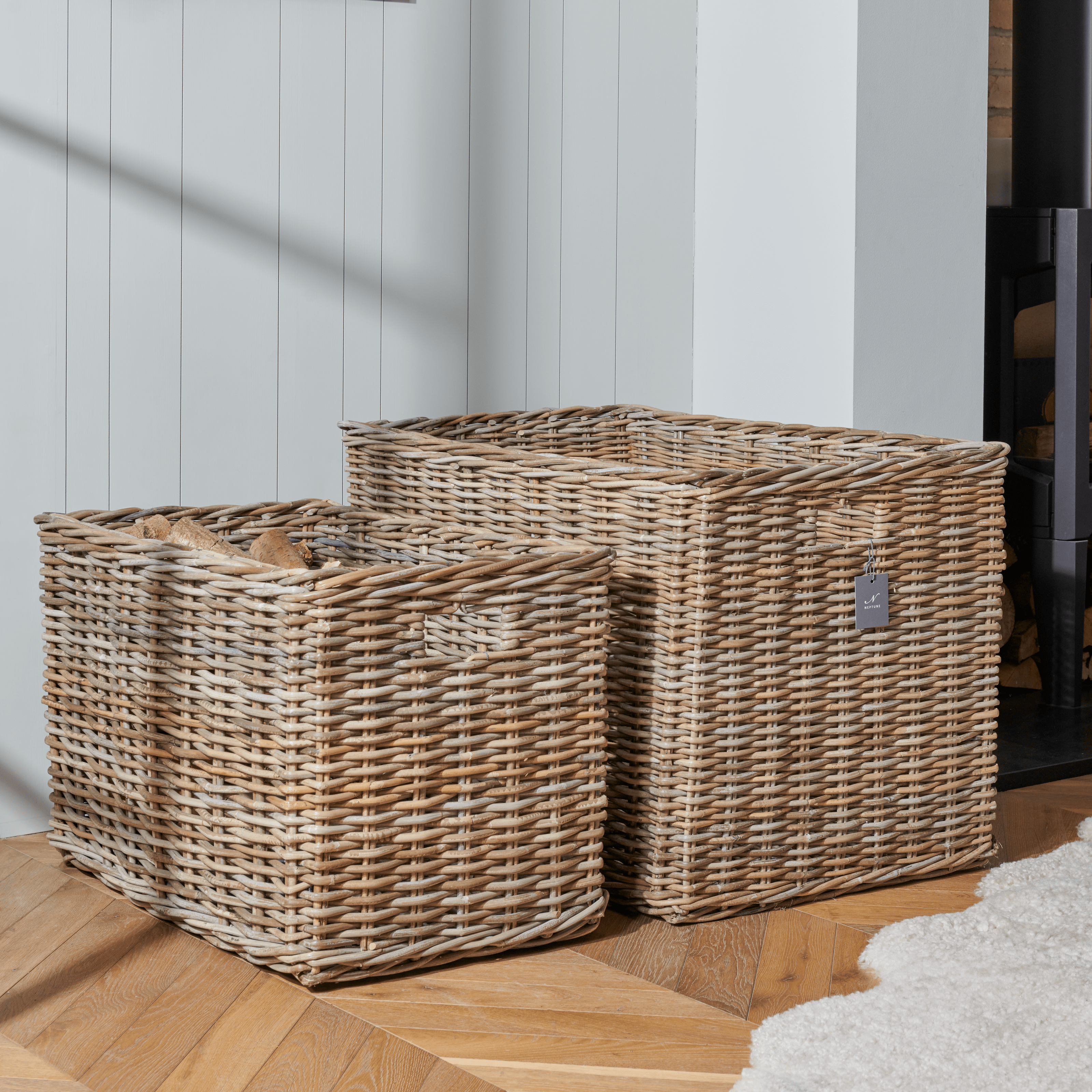 Neptune Baskets Somerton Rectangular Log Basket