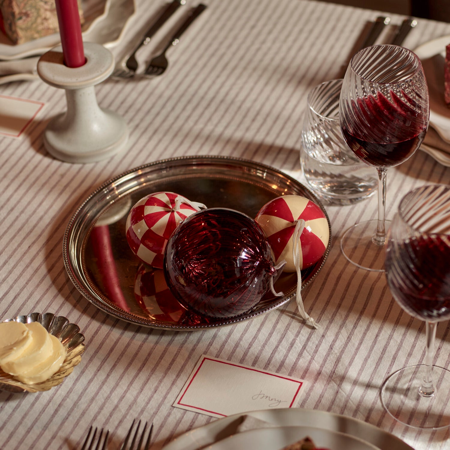 Neptune Christmas Decorations Avery Glass Baubles, Set of 3