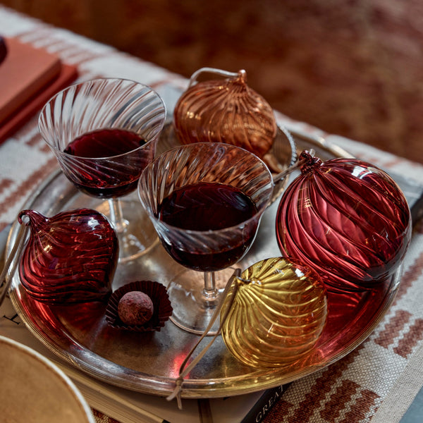 Neptune Christmas Decorations Avery Glass Drop Baubles, Set of 6