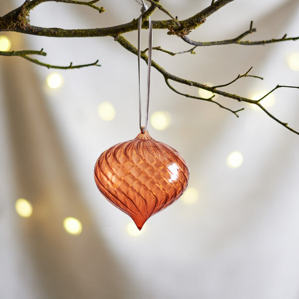 Neptune Christmas Decorations Avery Glass Drop Baubles, Set of 6