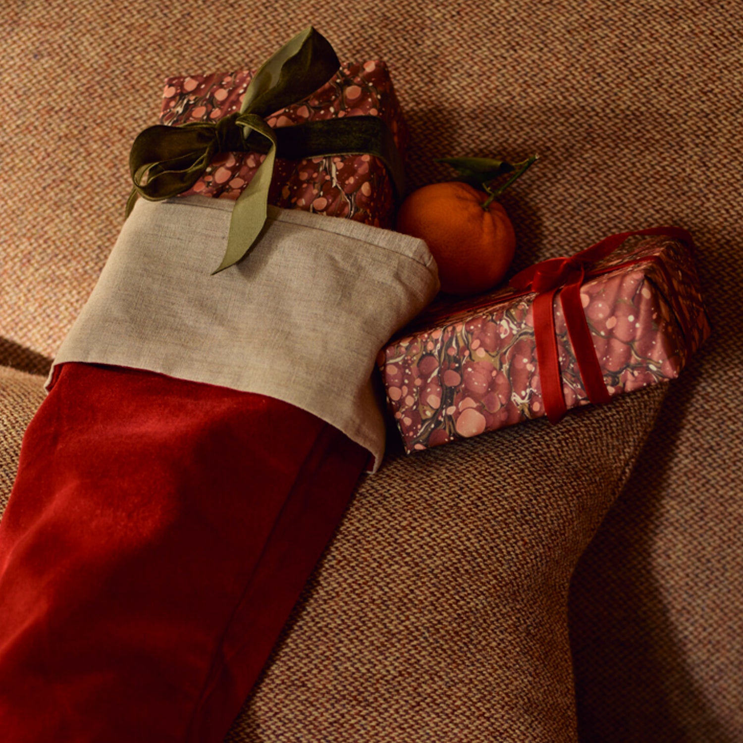 Neptune Christmas Decorations Default Elden Small Velvet Red Stocking