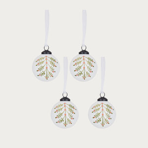 Neptune Christmas Decorations Default Merrivale Berry Sprig Glass Baubles, Set of 4