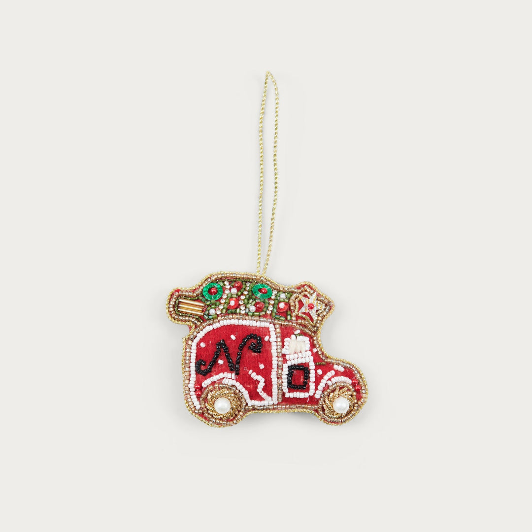 Highbury Beaded Neptune Red Van Hanging Decoration