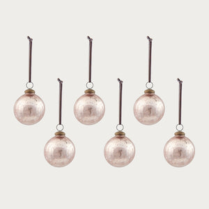 Neptune Christmas Decorations Elderfield Medium Crackle Baubles, Set of 6