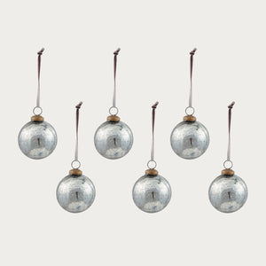 Neptune Christmas Decorations Elderfield Medium Crackle Baubles, Set of 6