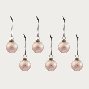 Neptune Christmas Decorations Elderfield Small Crackle Baubles, Set of 6