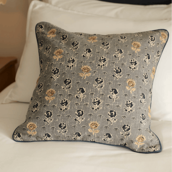 Clover Embroidered Scatter Cushion, Navy