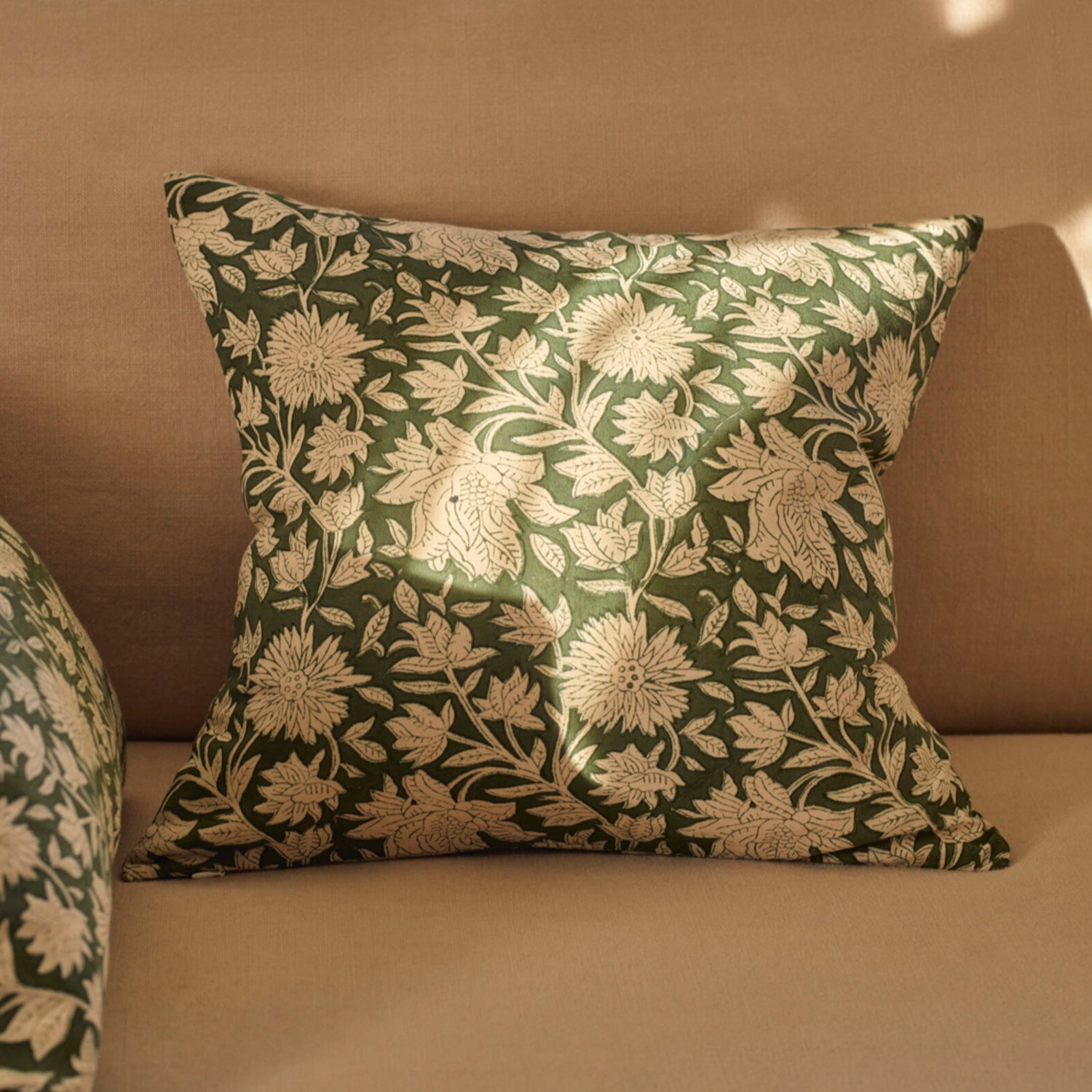 Neptune Cushions Dora Square Printed Scatter Cushion, Green