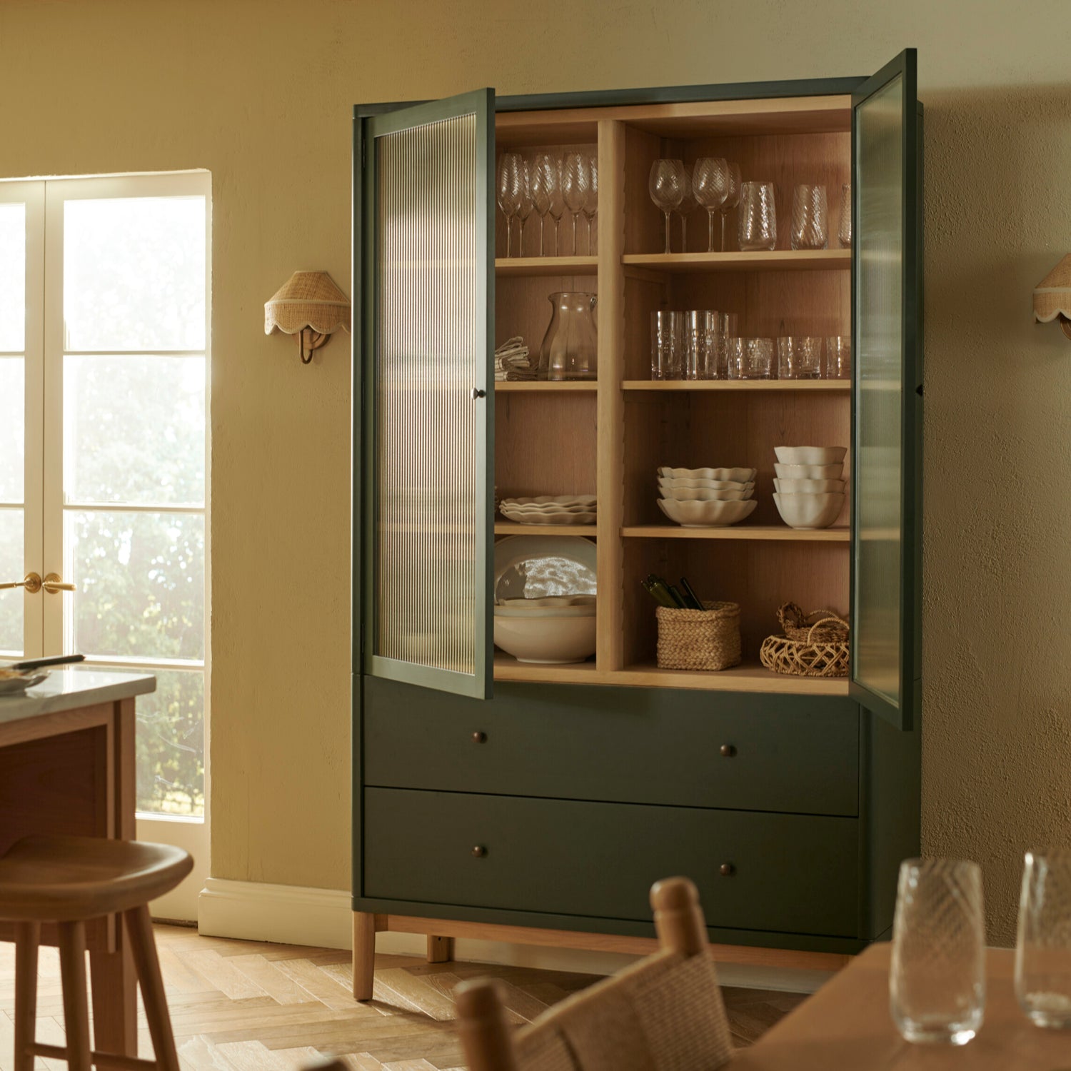 Neptune Full Height Cabinets Default Farlow Freestanding Double Kitchen Larder, Constable Green