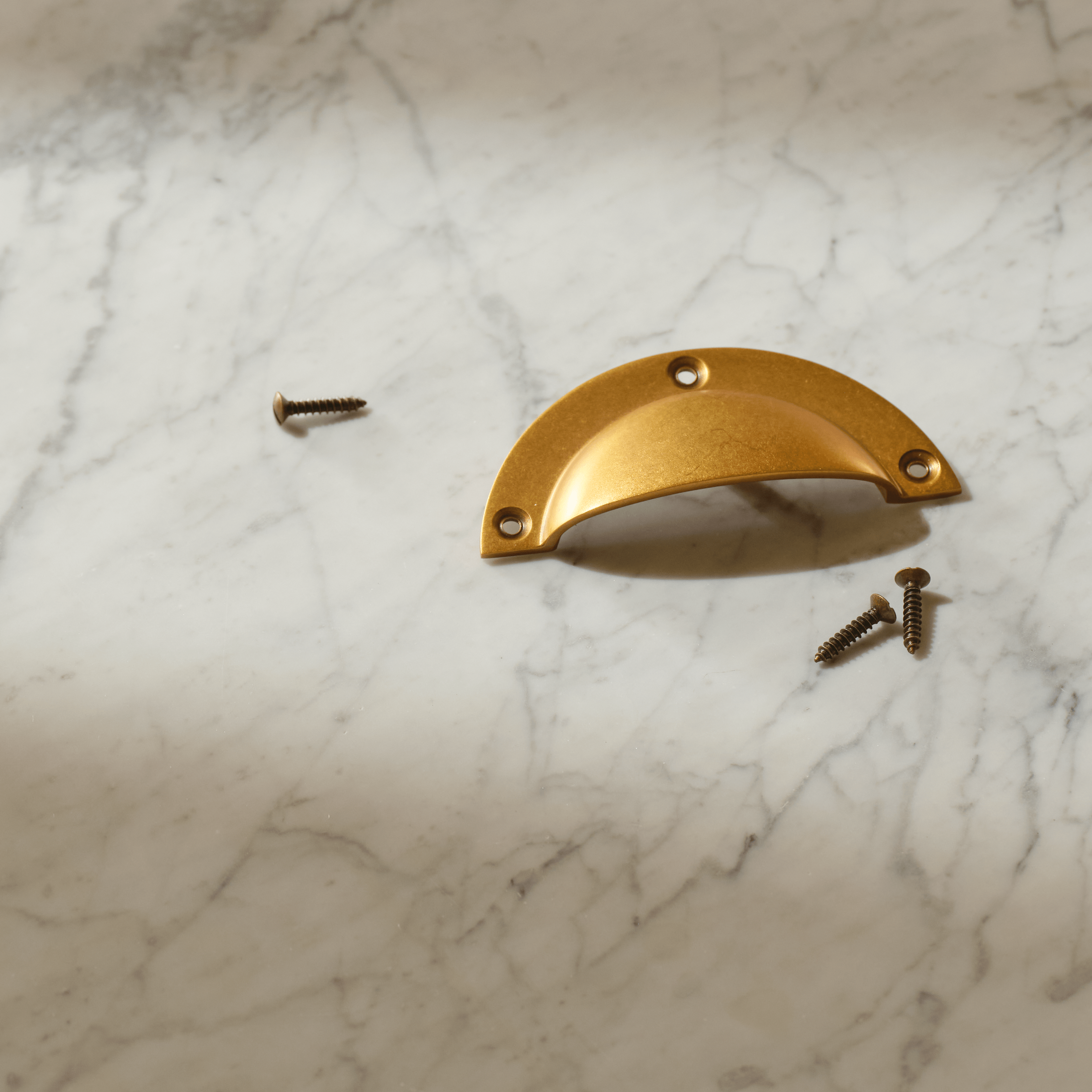 Neptune Handles & Hardware Flattened Brass Barlow Cup Handle, Set of 2