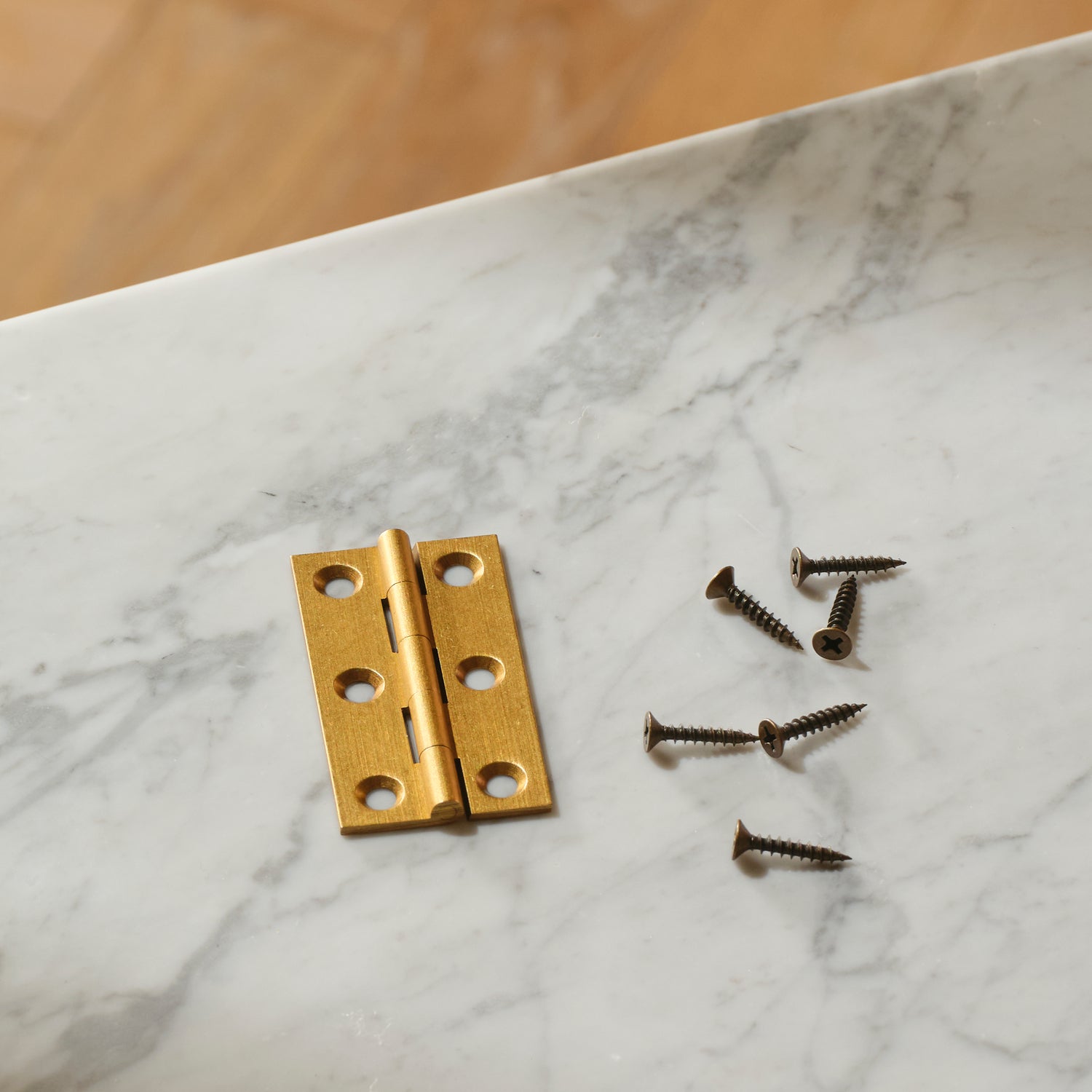 Neptune Handles & Hardware Flattened Brass Lennon Hinge, Set of 2