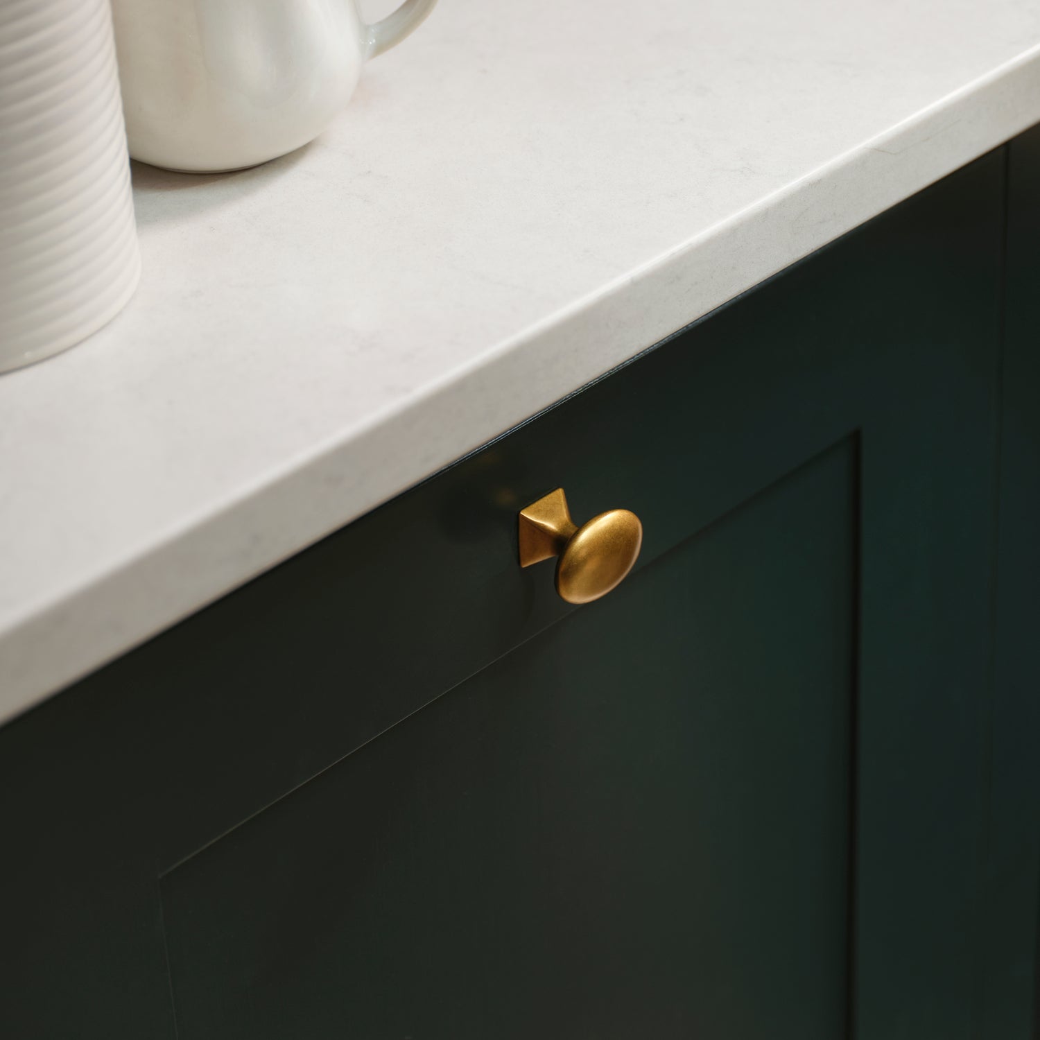 Neptune Handles & Hardware Flattened Brass Warwick Button Knob, Set of 2