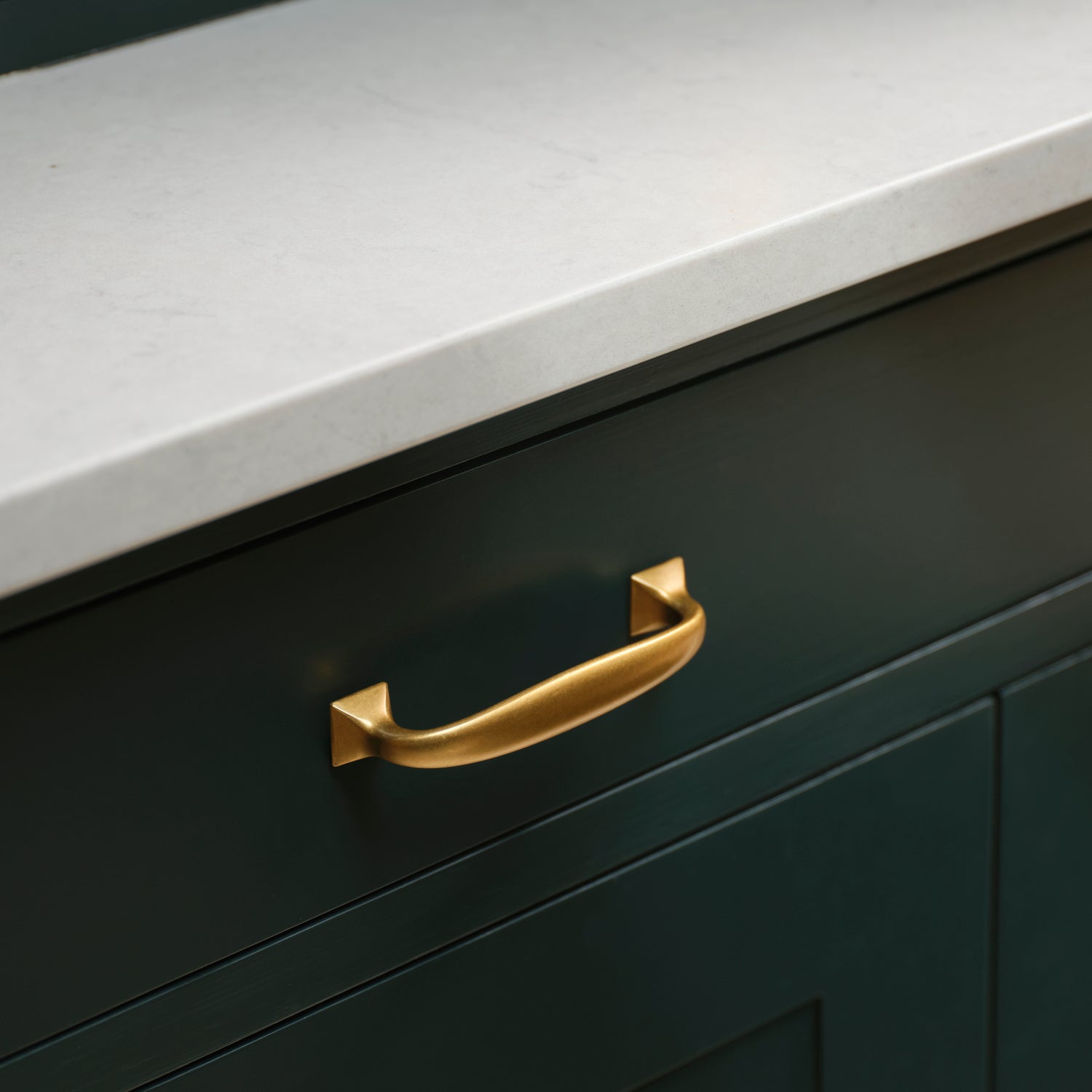 Neptune Handles & Hardware Flattened Brass Warwick Medium Handle, Set of 2