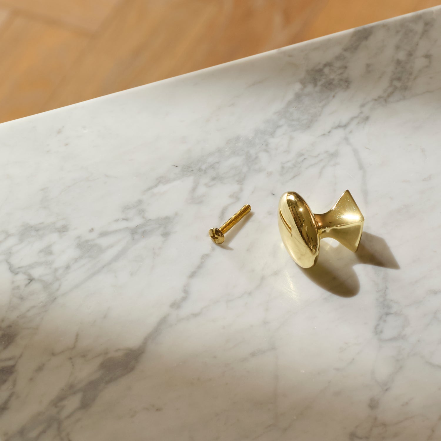 Neptune Handles & Hardware Polished Brass Warwick Button Knob, Set of 2