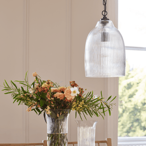 Neptune Pendant & Ceiling Lights Bronze Shaftesbury Ribbed Pendant, Medium