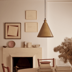 Neptune Pendant & Ceiling Lights Vintage Brass Keats Conical Pendant