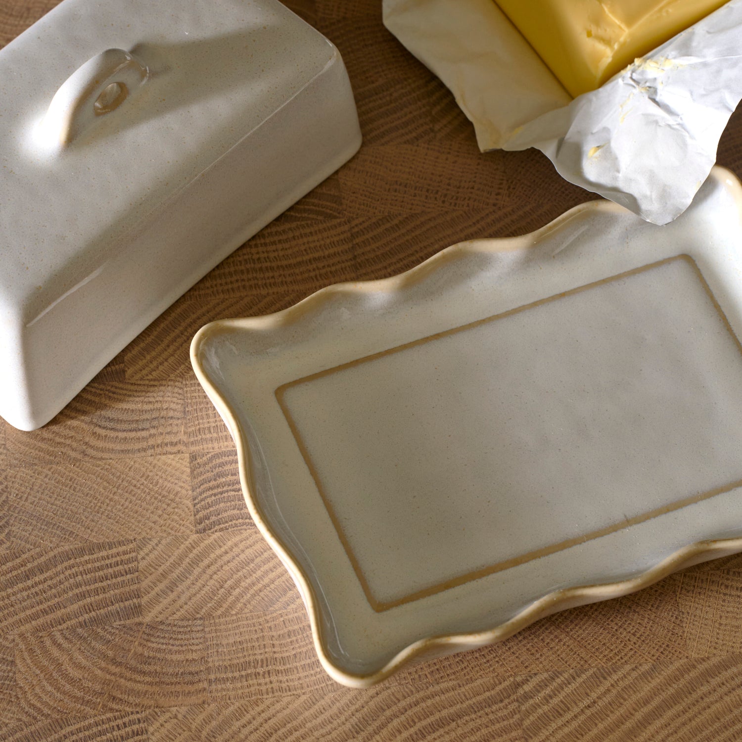 Neptune Serveware Bramley Stoneware Butter Dish, White