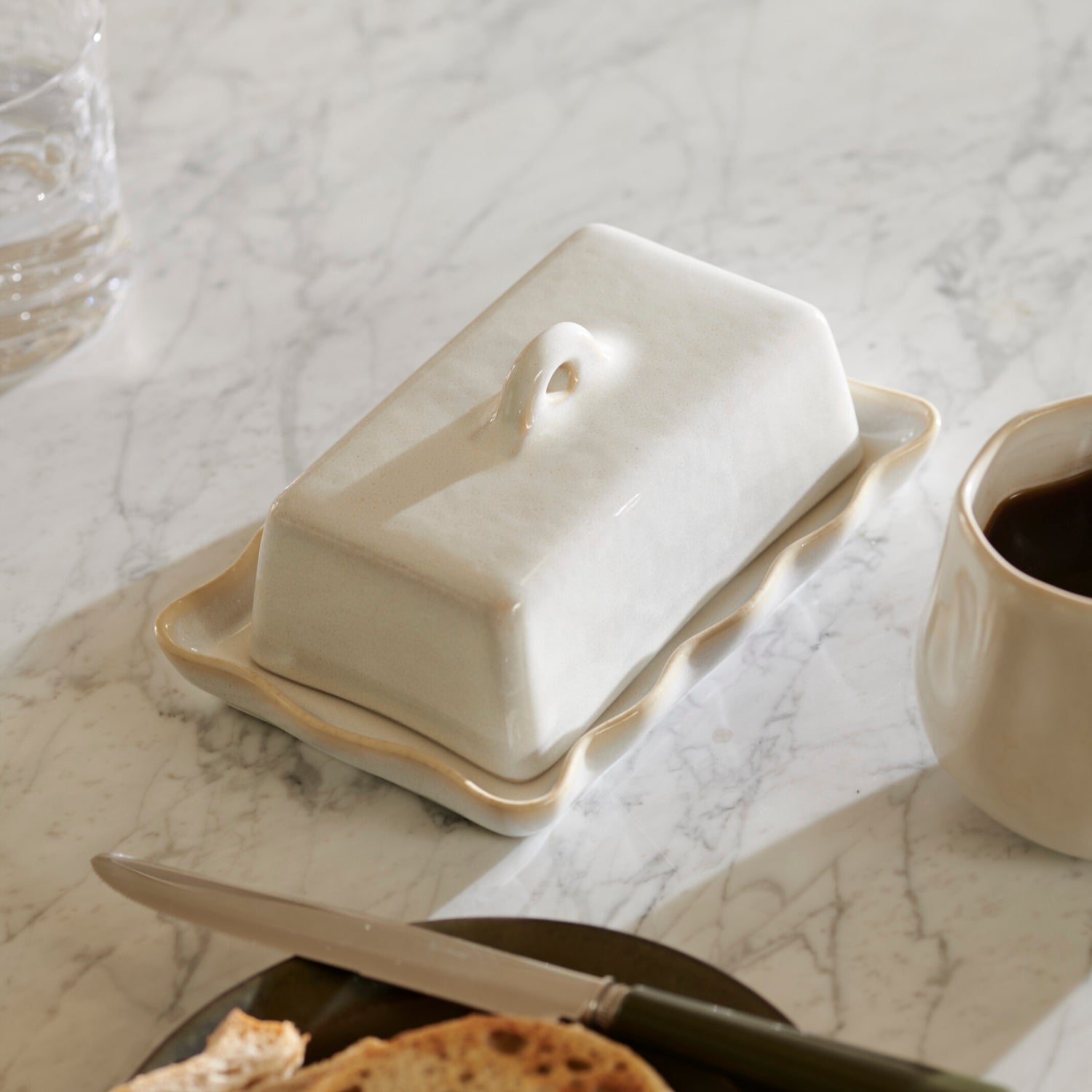Neptune Serveware Bramley Stoneware Butter Dish, White