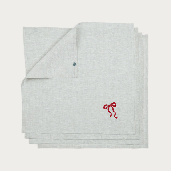 Neptune Table Linen & Accessories Default Yuletide Bow Napkins, Set of 4