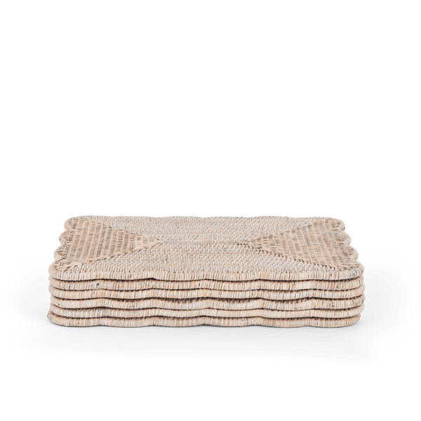 Neptune Tabletop Accessories Default Ashcroft Rectangular Scalloped Placemats, Set of 6