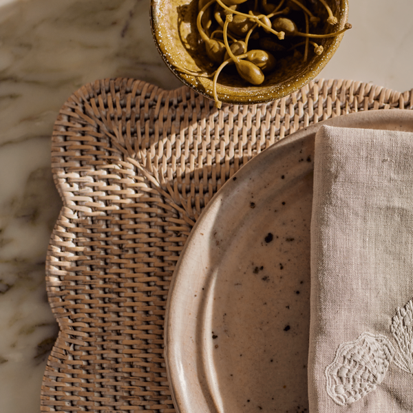 Neptune Tabletop Accessories Default Ashcroft Rectangular Scalloped Placemats, Set of 6