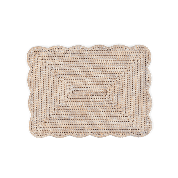 Neptune Tabletop Accessories Default Ashcroft Rectangular Scalloped Placemats, Set of 6