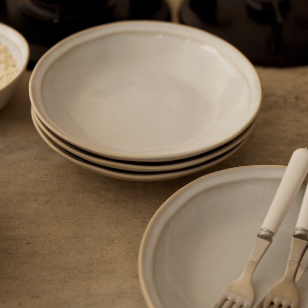 Neptune Tabletop Reactive white Clovelly Pasta Bowl, Set of 6