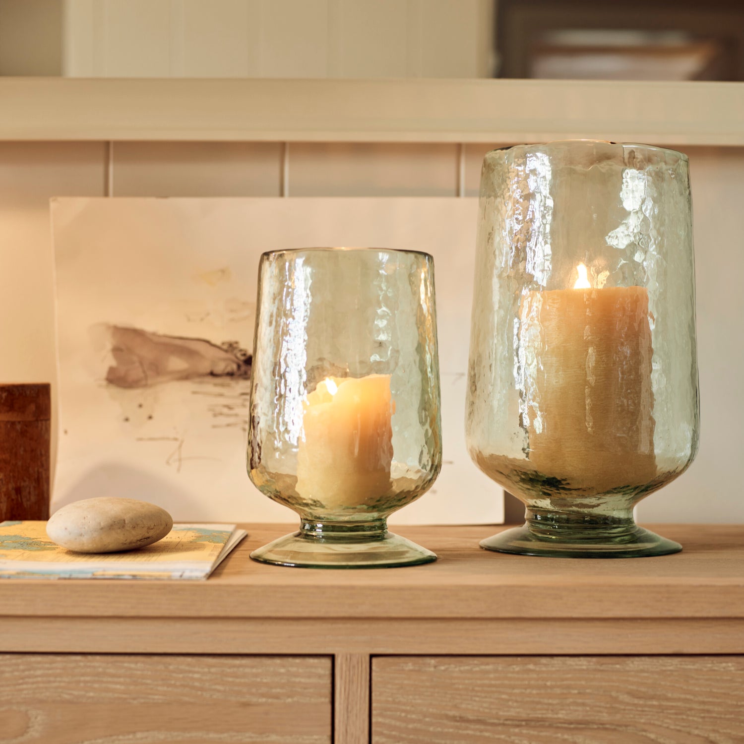 Neptune Vases Raynes Green Glass Hurricane