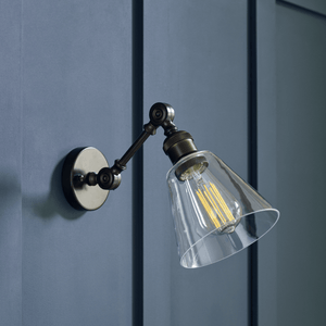 Neptune Wall Lights Clear Shade Keats Wall Light, Bronze