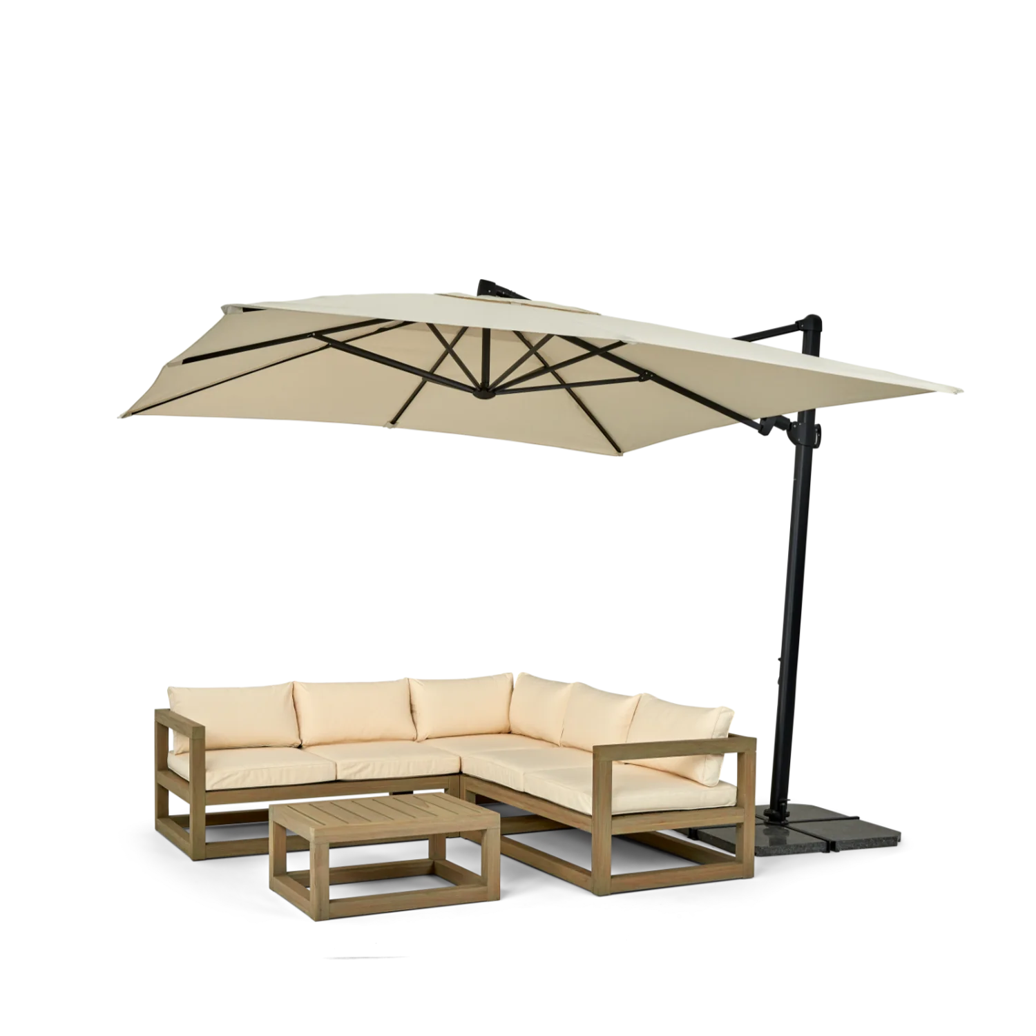 Neptune Seasonal_Garden_Outdoor coffee and side table default Pembrey 5 Seater Teak Modular Garden Sofa Set with Coffee Table & Parasol