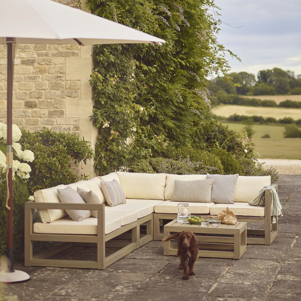 Neptune Seasonal_Garden_Outdoor coffee and side table default Pembrey 6 Seater Teak Modular Garden Sofa & Coffee Table Set