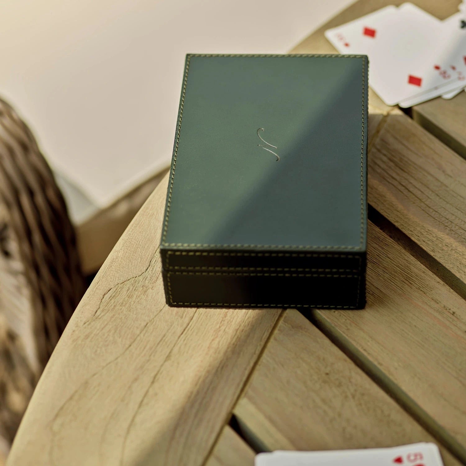 Neptune Accessories_Living accessories_Stationery & books default Neptune Leather Playing Cards Case, Constable Green