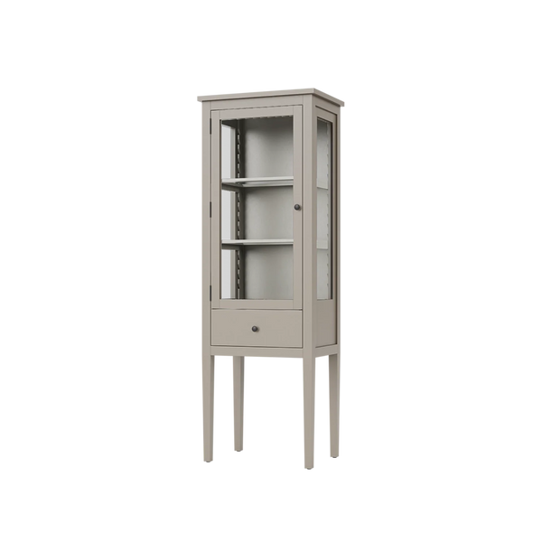 Neptune Free standing storage Portobello Narrow Glass Display Cabinet, Driftwood