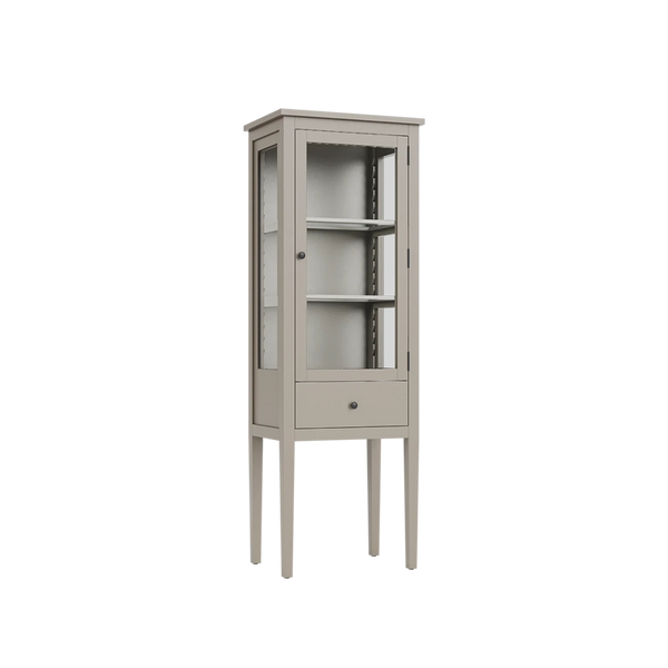 Neptune Free standing storage Portobello Narrow Glass Display Cabinet, Driftwood