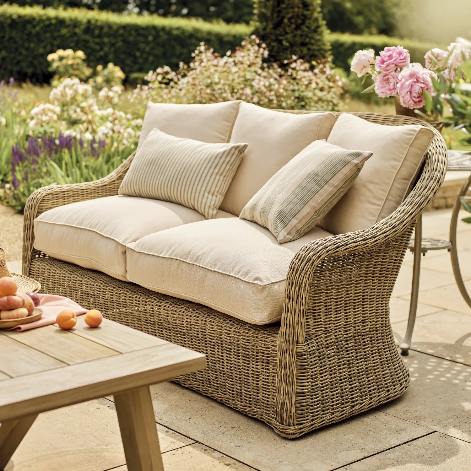 Neptune Seasonal_Garden_Outdoor sofas and relaxed chairs default Purbeck 2 Seater Teak Garden Sofa & Armchair Set with Coffee Table