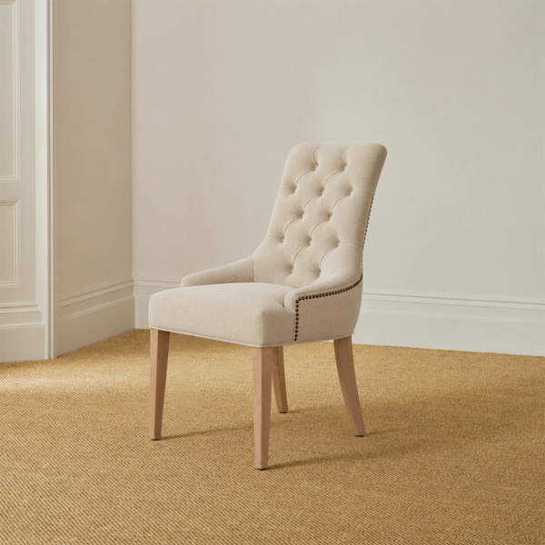 Renewed Henley Dining Chair - Heavyweight Linen Millet - Pale Oak