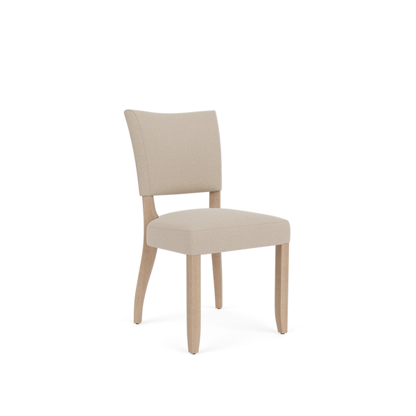 Neptune Furniture_Upholstery_Upholstered dining & bar stools default Renewed Mowbray Chairs, Heavyweight Linen Millet, Vintage Oak Legs